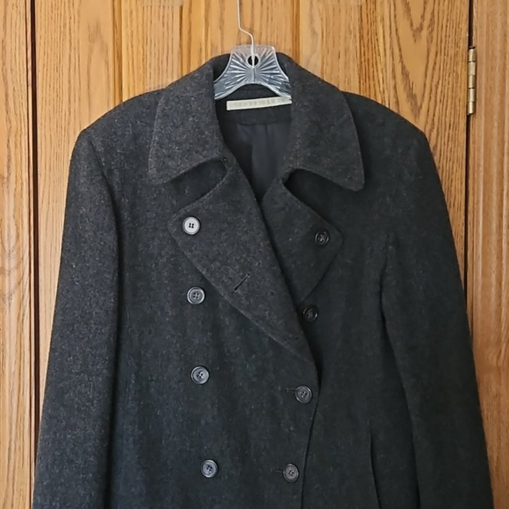 Perry Ellis 100% Merino Wool Charcoal Gray Pea Coat size 10